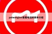 paiwangluo客服电话的简单介绍