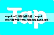 wepoker软件辅助挂教程（wepoker软件作弊操作全过程辅助原来这么简单）