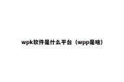 wpk软件是什么平台（wpp是啥）