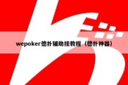 wepoker德扑辅助挂教程（德扑神器）