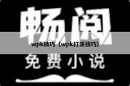 wpk技巧（wpk打法技巧）