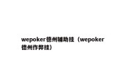 wepoker德州辅助挂（wepoker德州作弊挂）