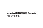 wepoker软件确实有挂（wepoker技巧详解用挂）