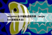 wepoker台子辅助透视作弊（wepoker透视挂方法）