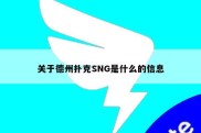 关于德州扑克SNG是什么的信息