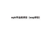 wpk平台的评价（wap评价）