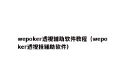 wepoker透视辅助软件教程（wepoker透视挂辅助软件）