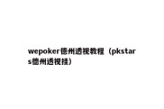 wepoker德州透视教程（pkstars德州透视挂）